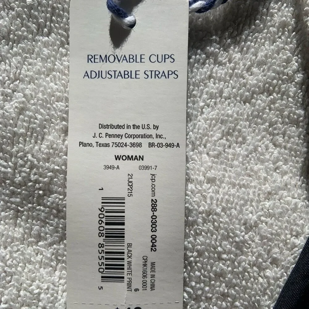 NWT Sonnet Shores Tankini Top Black and White Print Swimsuit Sz 6 Beach Cruise